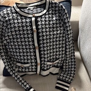 Black and White Houndstooth Cardigan